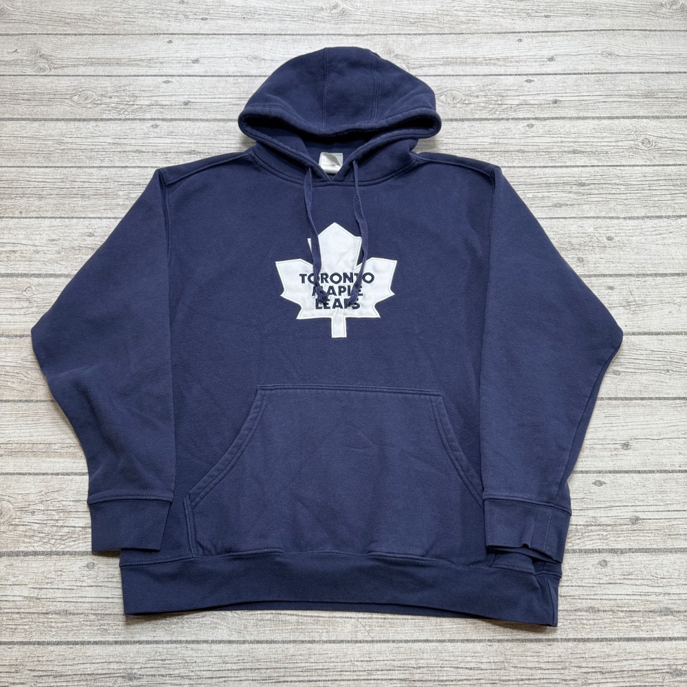 NHL Toronto Maple Leafs Hoodie Men's Large Navy Blue Fleece Athletic Sweatshirt
